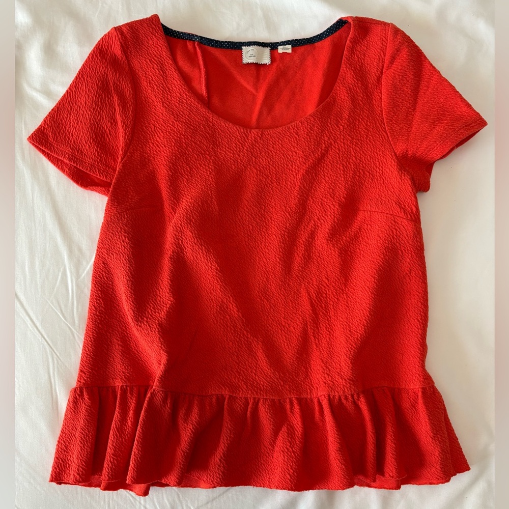 Postmark red flutter peplum top M
